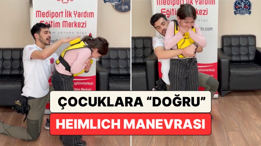 Bir Birinci Yardım Eğitmeni Çocuklara Gerçek Heimlich Hareketi Tekniğini Gösterdi
