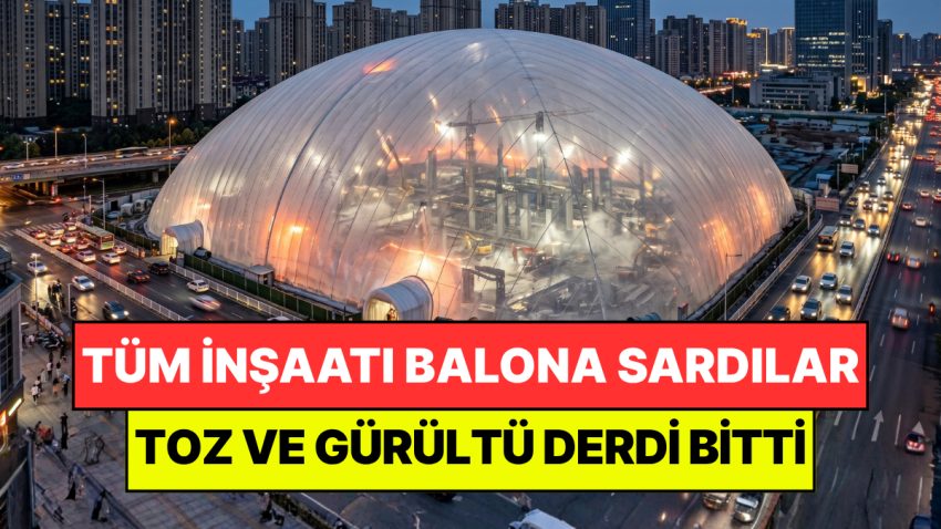 Tüm İnşaat Alanını Dev Balonla Sardılar: Toz ve Gürültü Kaygısını Kökten Çözdüler